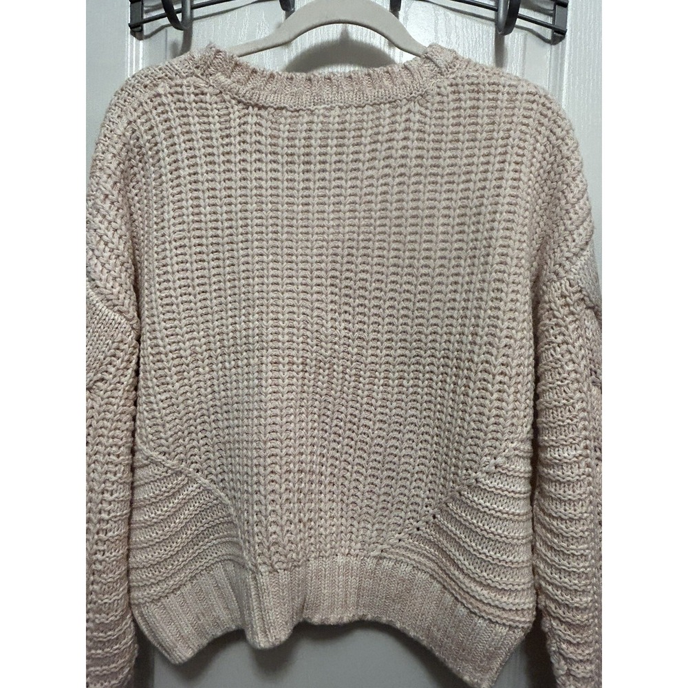 Moon & Madison Womens L Pink Cream Cable Knit Cropped Sweater NWT Boxy‎ Fit - Picture 10 of 13